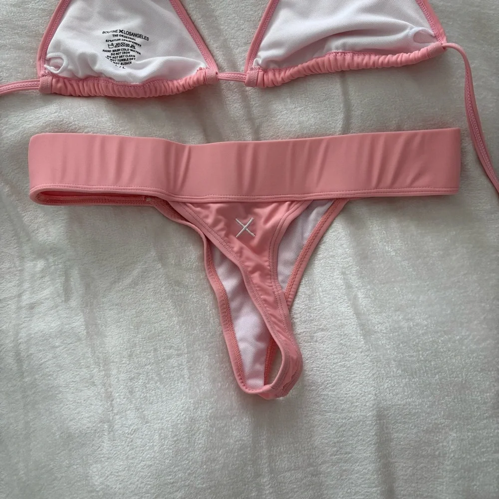 Boutine LA Blush Pink Surf Bottoms & Bikini Top II Size Large - Picture 3 of 15